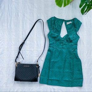 UO Harriet Jacquard Bustier Mini Dress